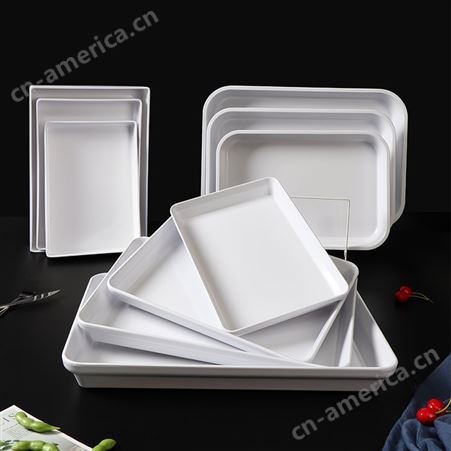 密胺长方形盘子卤味卤菜熟食展示盘凉菜塑料白色托盘商用鸭脖盒子