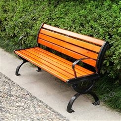 铸铝公园椅子园林休闲椅长椅防腐实木塑木靠背椅户外室外座椅排椅