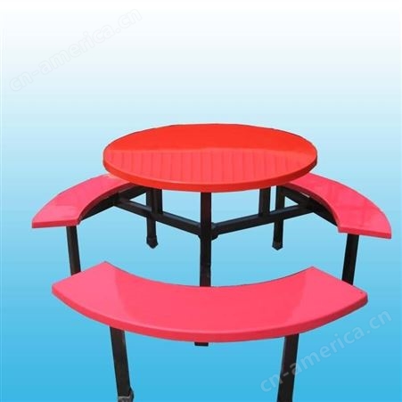 餐桌粤飞扬户外玻璃钢圆形食堂餐桌椅六人八人圆台餐桌可插伞