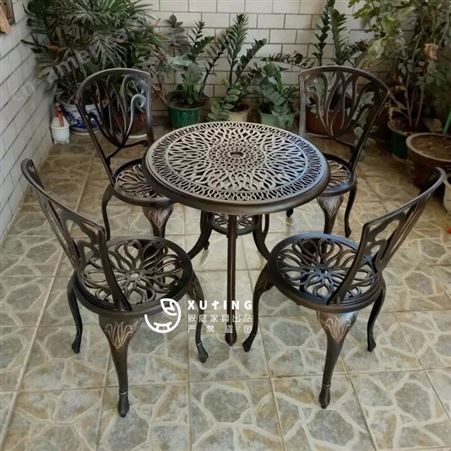 户外桌椅庭院欧式别墅休闲花园阳台家具铁艺室内外五件套铸铝桌椅