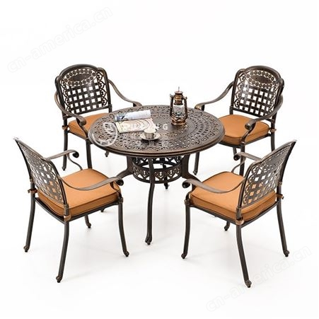 户外铸铝桌椅庭院花园露天欧式休闲铁艺家具阳台露台室外桌椅组合
