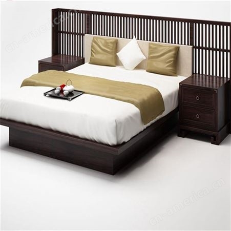 新中式白蜡木实木床 民宿实木床 双人轻奢现代简约四柱床1.8米1.5米 可定做