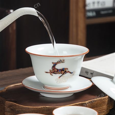 茶具套装 家用客厅高档办公室会客轻奢中式陶瓷功夫茶杯